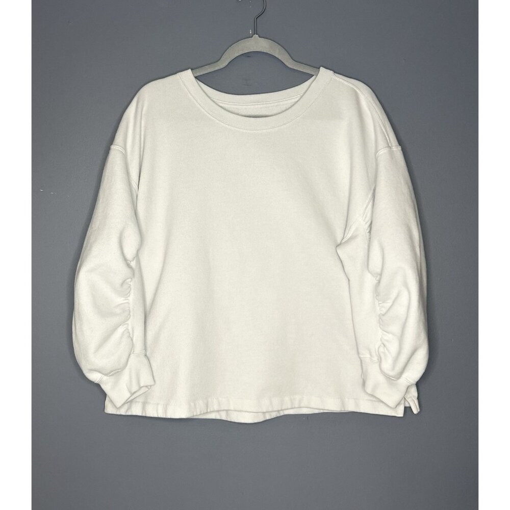 Abercrombie & Fitch Soft AF Sweatshirt Women’s XL Scrunch Puff Sleeve White - Picture 9 of 10